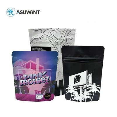 3.5g 7g 14G Kev Cai Ua Haujlwm MyLar MaBar Sawv Yas Ziplock Cookie Paj Hnab Paj