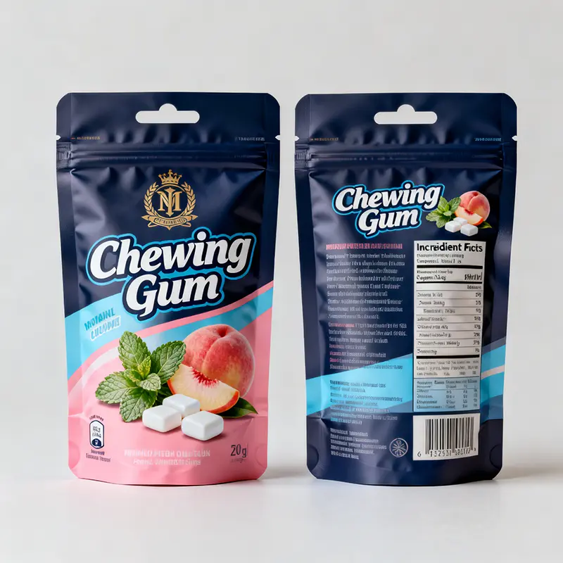 Custom Digital Printing Mos-Kov Matte Finish Mylar Bags Stand Up Ziplock Pouches Surface Handling Chewing Gum Smell Proof Bag