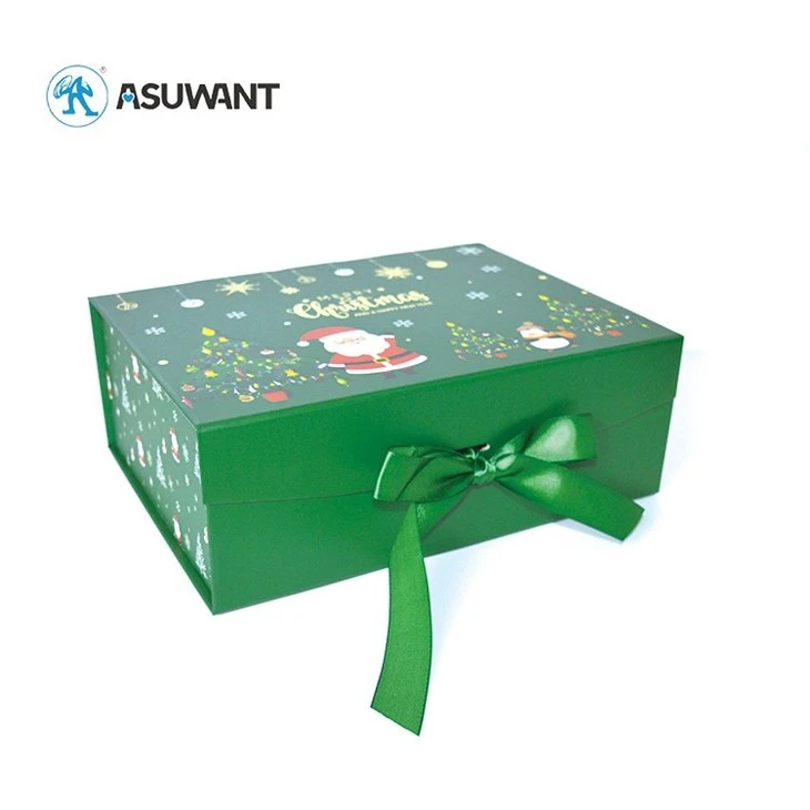 Luxury Green Flap Lid Packaging Rigid Cardboard Boxes high quality